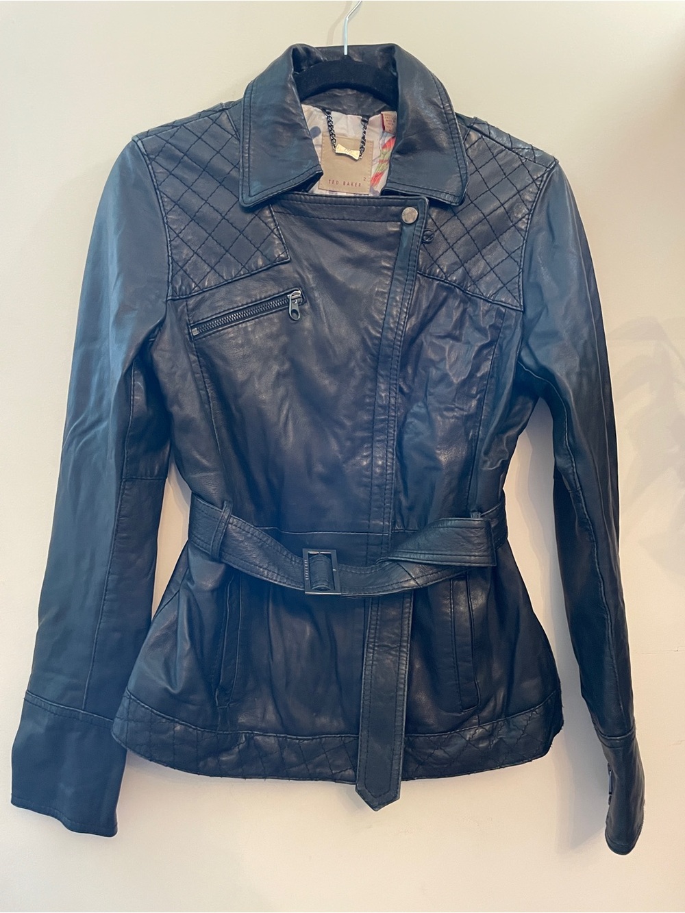 Ted Baker Women's Black Leather Jacket Size XS